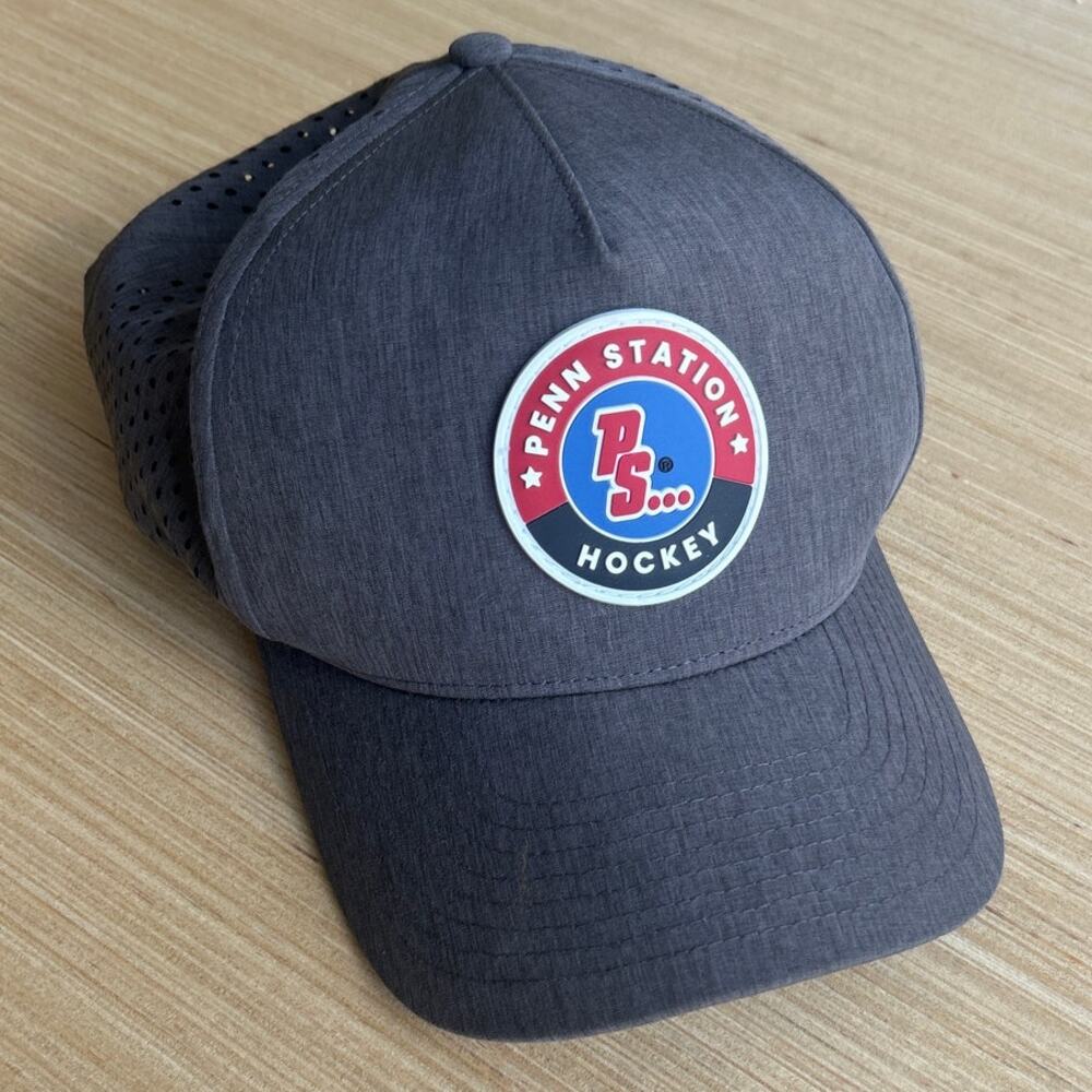 Penn Station Hockey Hat Gray Patch Mesh Strapback Zapped Blackhawk